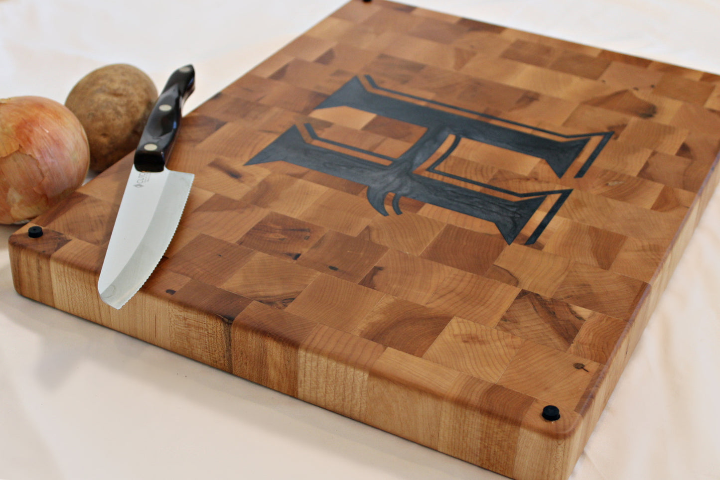 LARGE SIZE "Personalized" End-Grain Cutting Board w/ Your Name, Logo or Initial