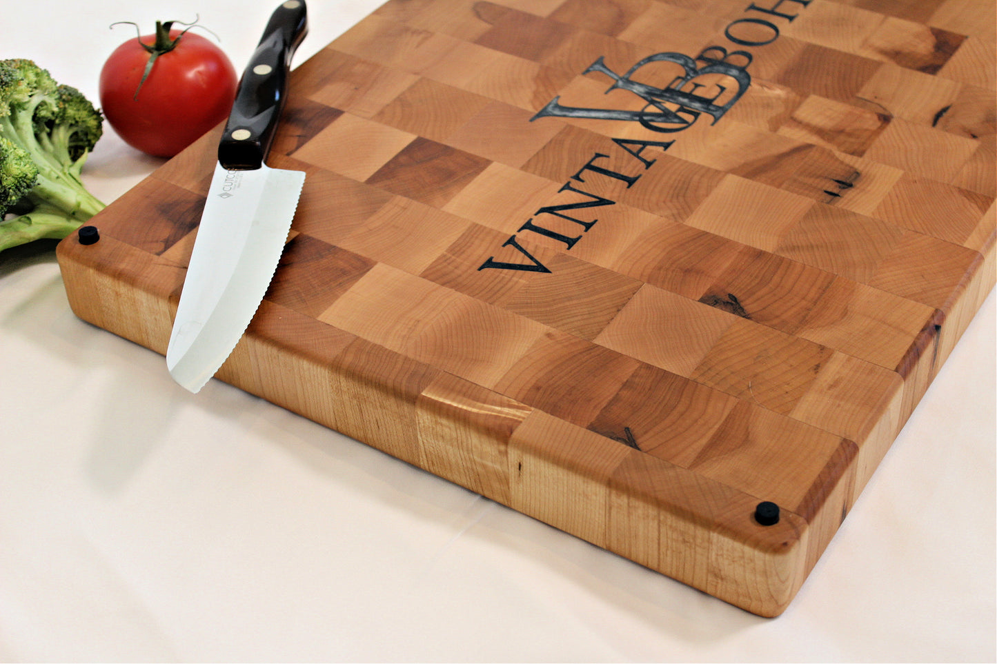 LARGE SIZE "Personalized" End-Grain Cutting Board w/ Your Name, Logo or Initial